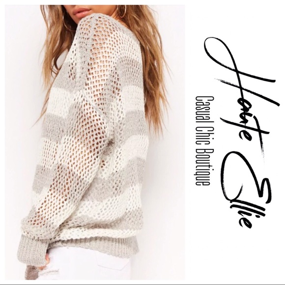 Open Knit Wide Stripe Sweater - Picture 3 of 3